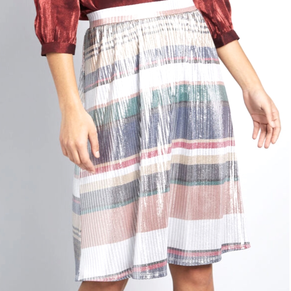 Modcloth shimmer striped pleated skirt